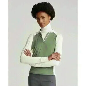 NEW! RLX Golf Ralph Lauren Women's L Color-Blocked Jersey Zip Pullover NWT $148